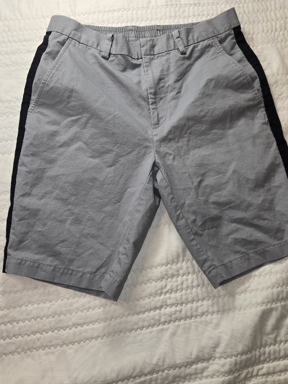 DKNY Light Gray Men's Shorts with Black Side Stripe